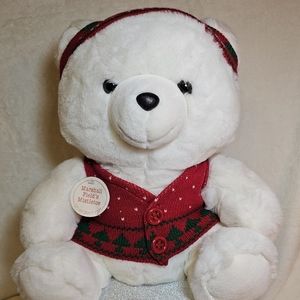 Vintage Marshall Fields Plush Mistletoe bear 1987